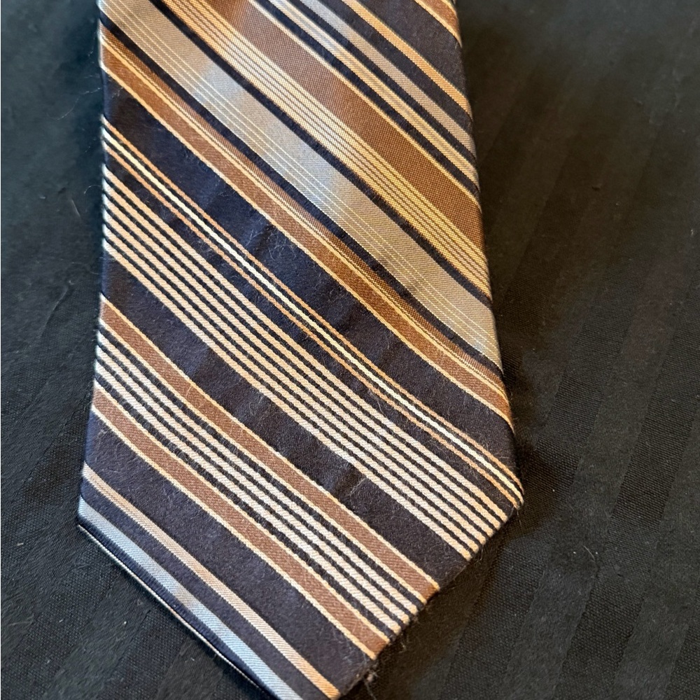 Calvin Klein Black and Brown Striped Tie